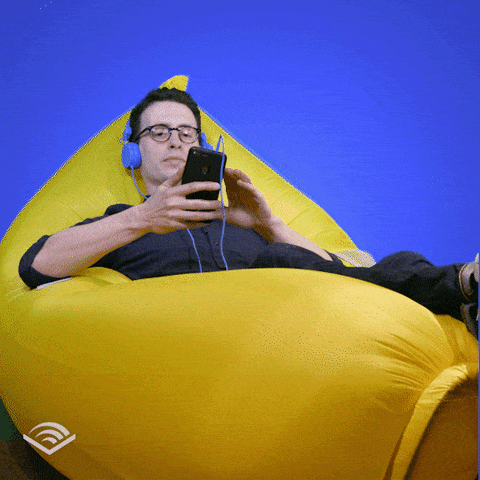 men listening for audiobook
