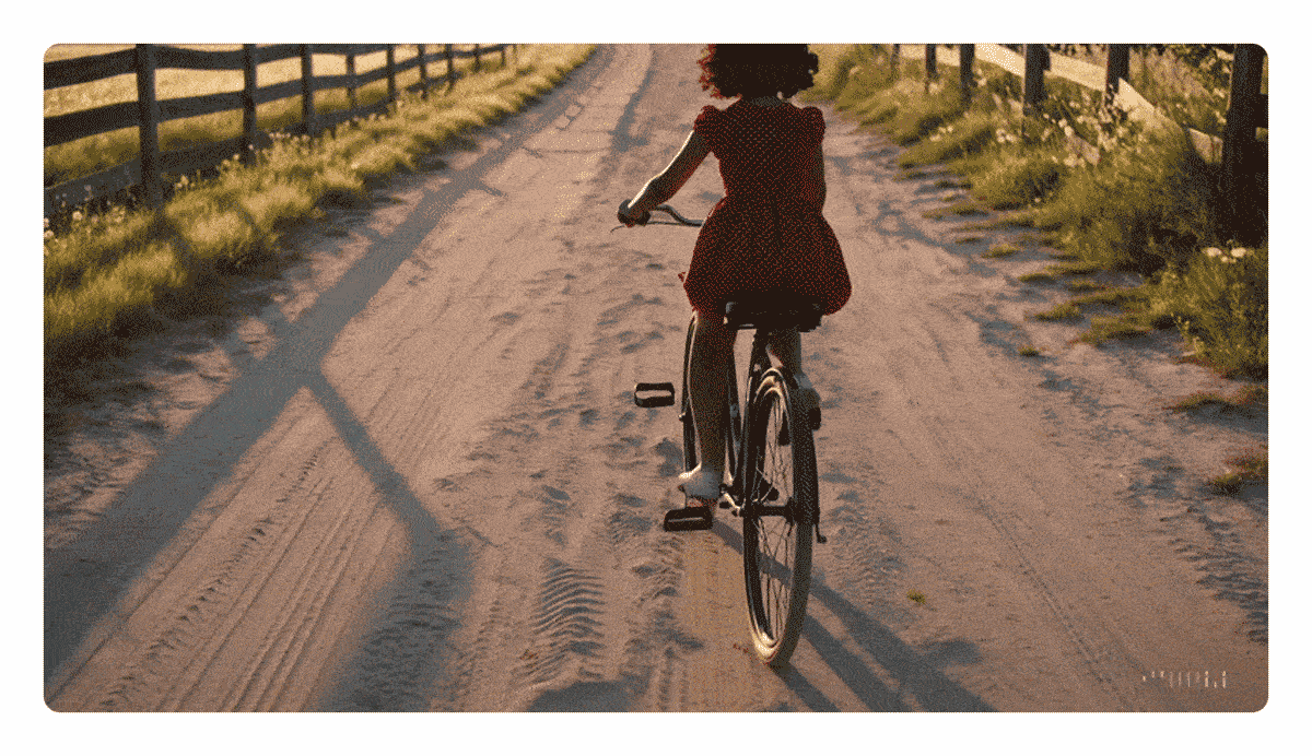 Video of a girl riding a bicycle generated by OpenAI Sora according to the ChatGPT o3 prompt