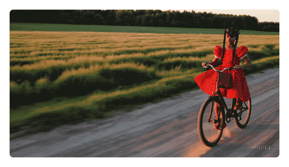 Video of a girl riding a bicycle generated by OpenAI Sora according to the Claude Opus 4 prompt