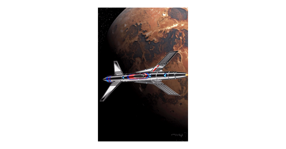 70s-sci-fi-style-rocket-passing-by-mars