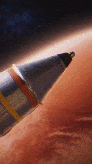 70s-sci-fi-style-rocket-passing-by-mars-Sora-2