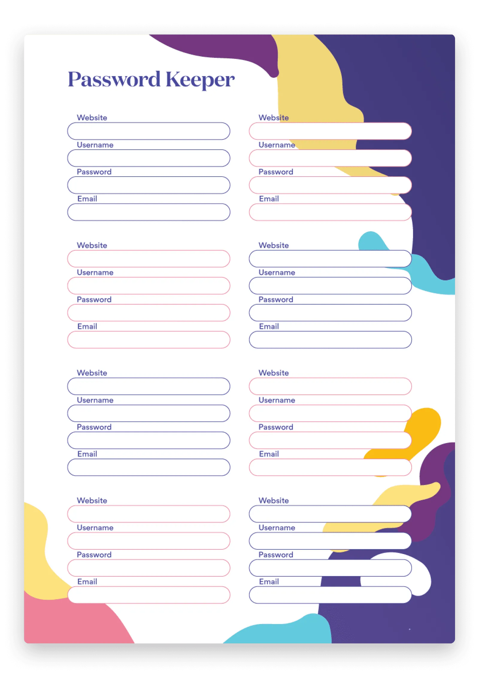 password keeper template
