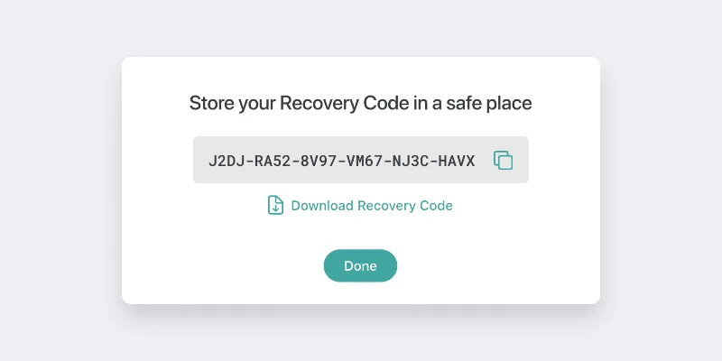 recovery code