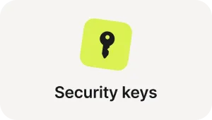 Black key icon on yellow background with Security keys label