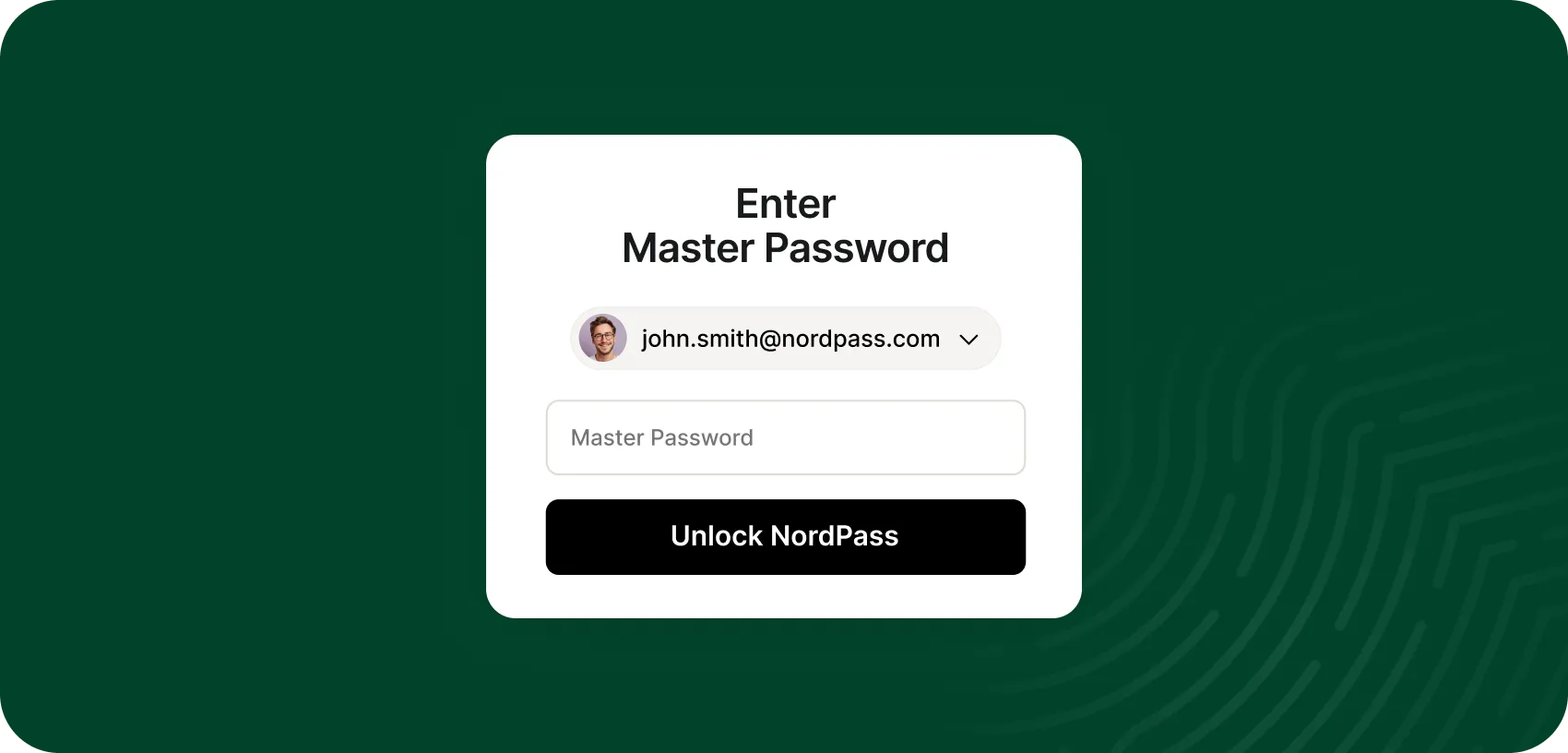 „NordPass“ prisijungimas, raginantis įvesti pagrindinį slaptažodį