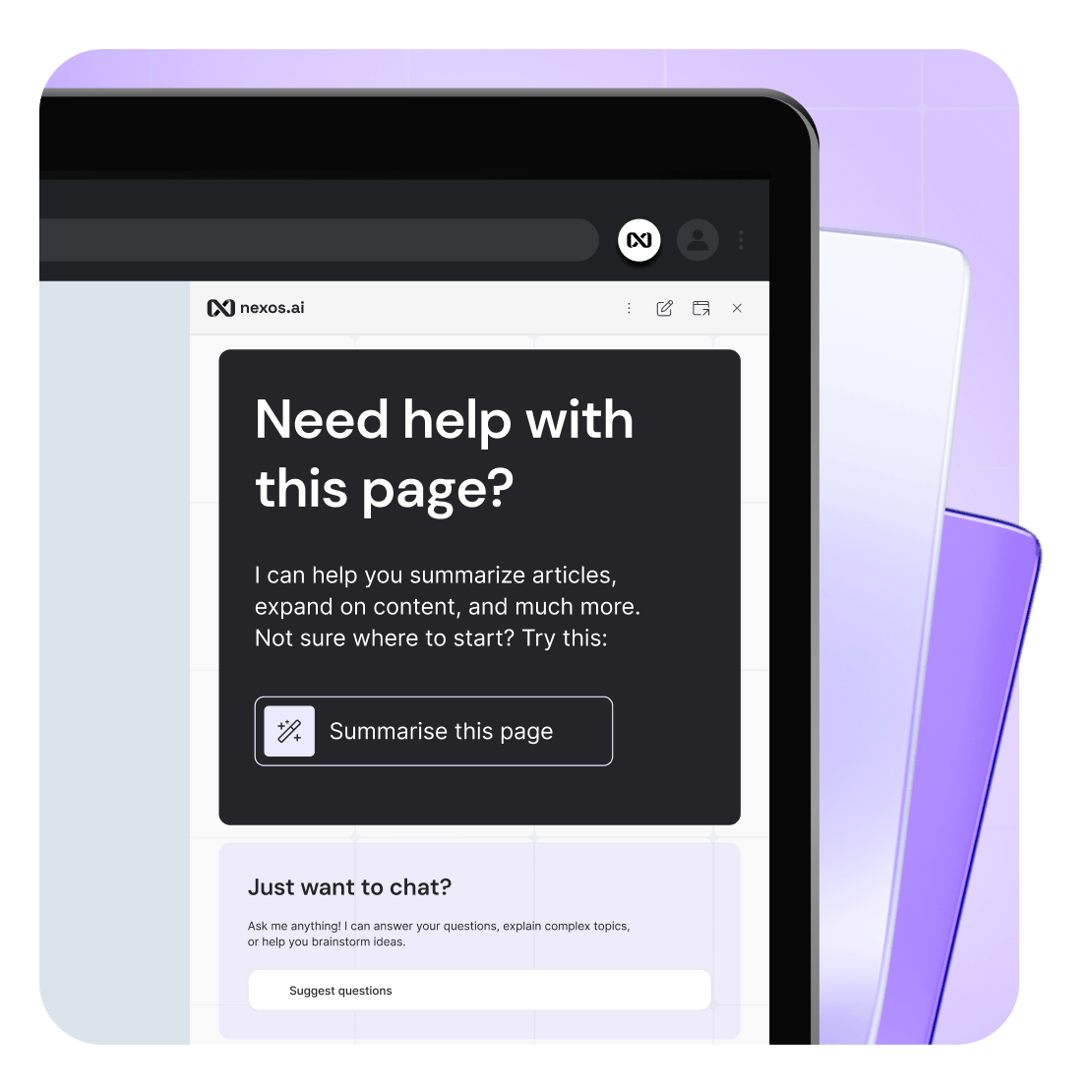 nexos.ai browser extension interface