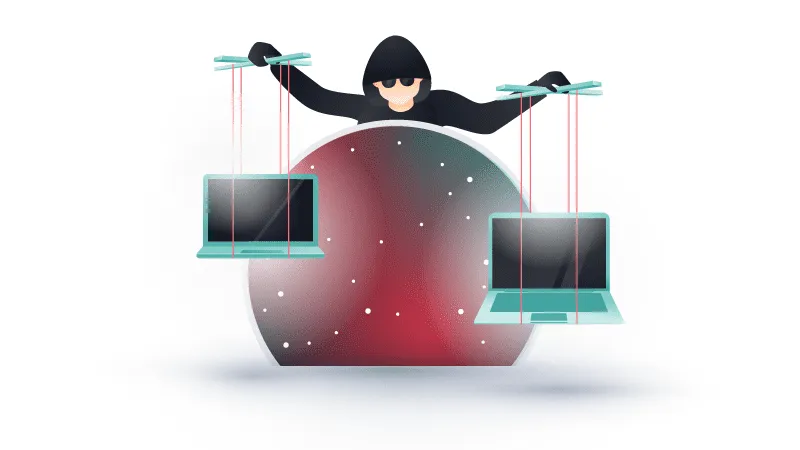 hacker with puppets