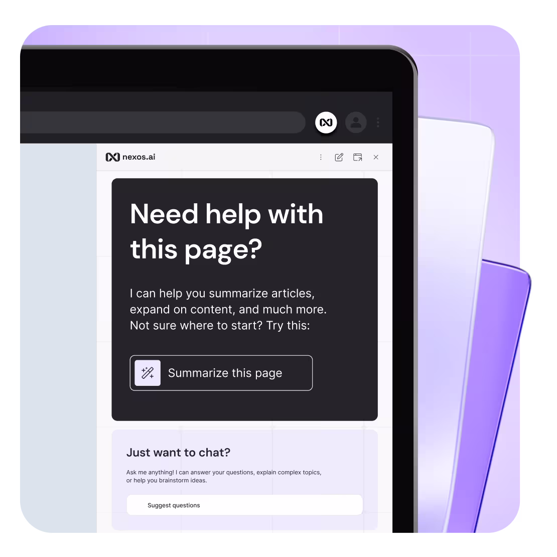 nexos.ai browser extension interface