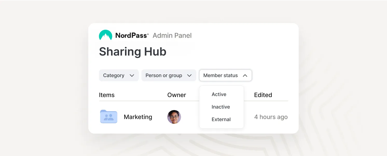Sharing Hub filters