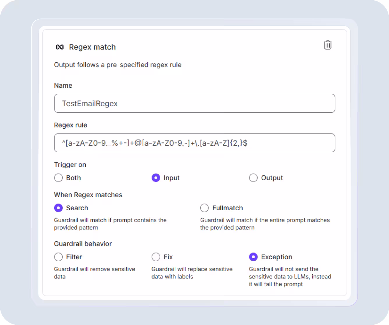 nexos.ai Guardrails Validators Regex Match Email