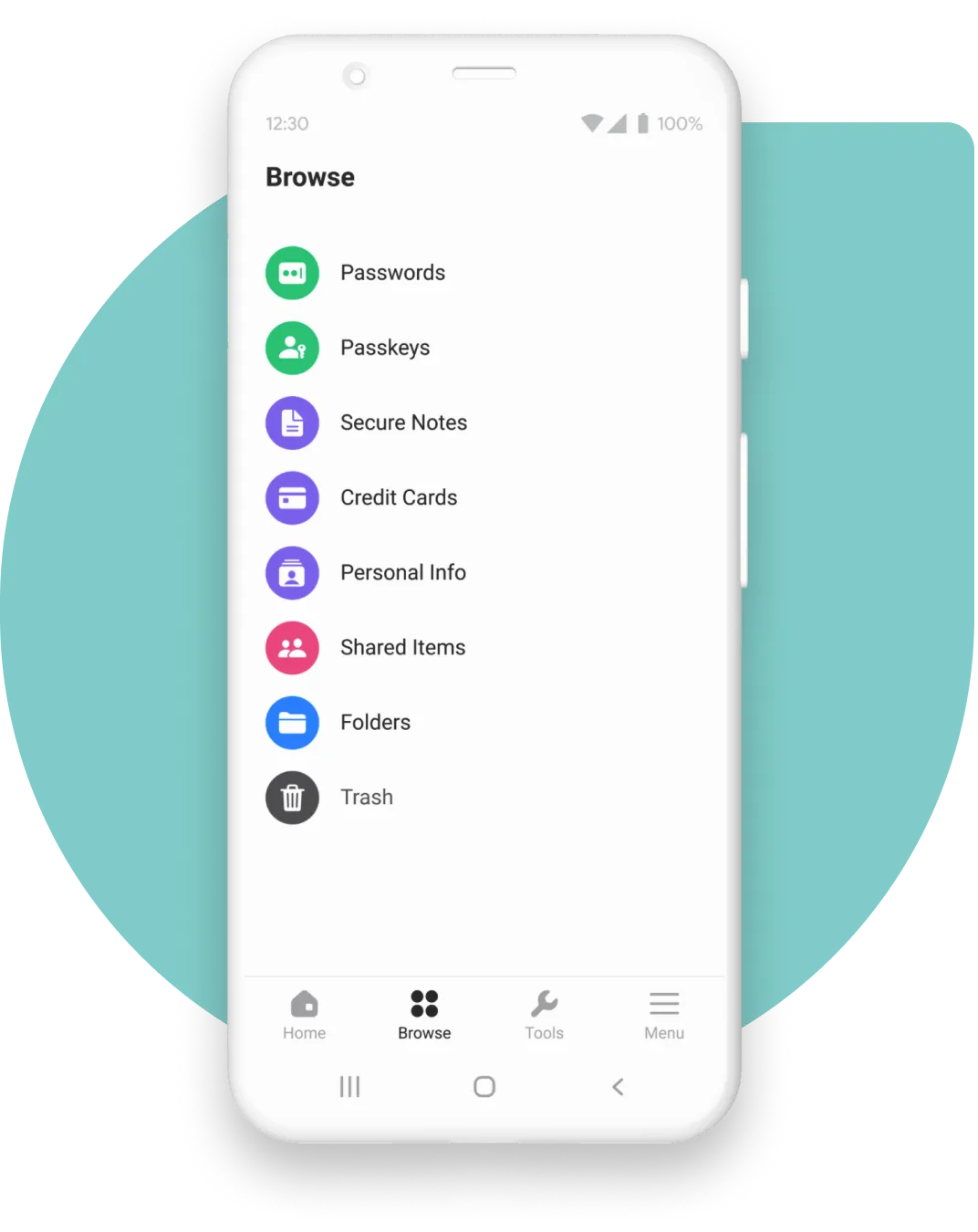 Nordpass app browse menu