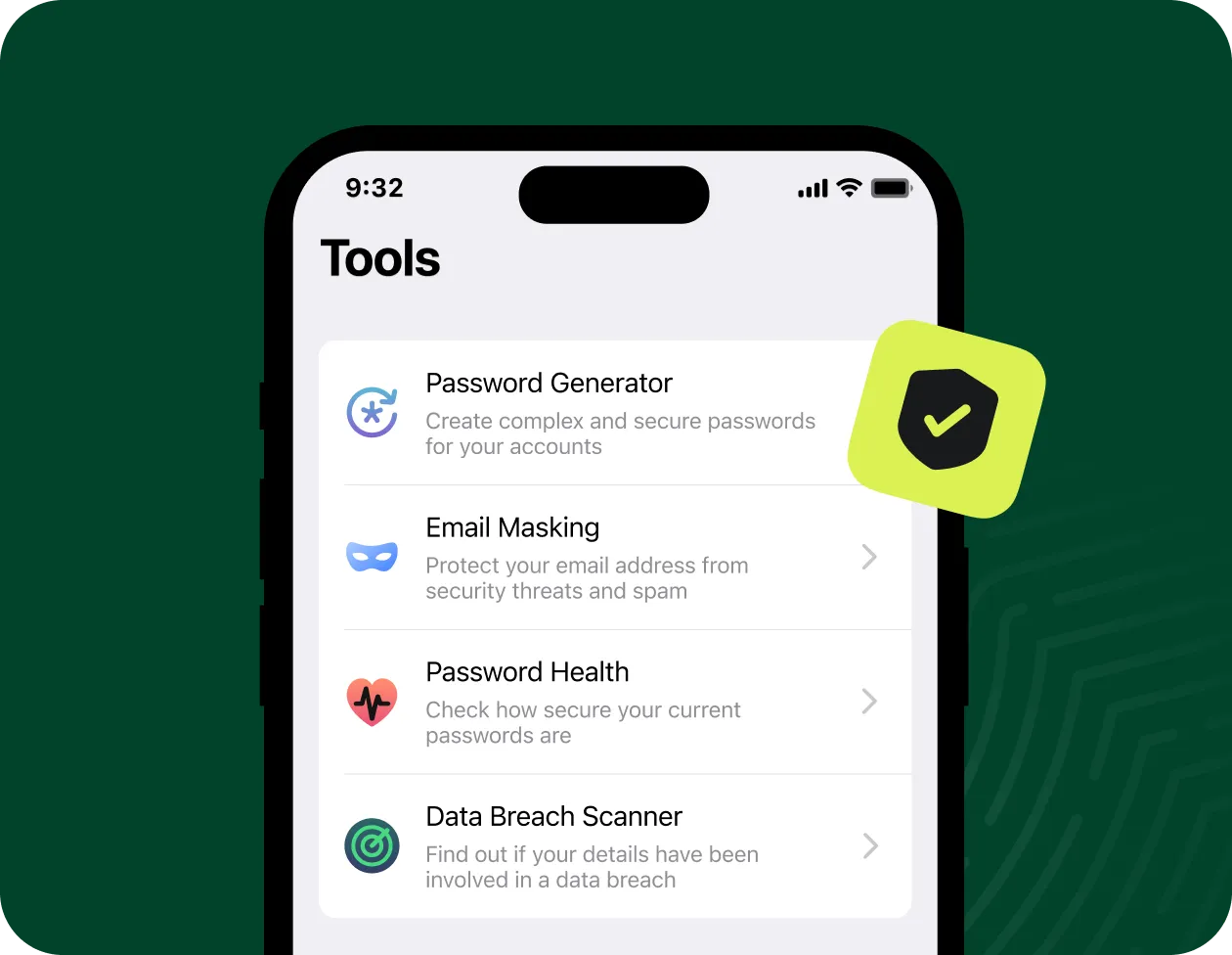 NordPass App View with its tools listed