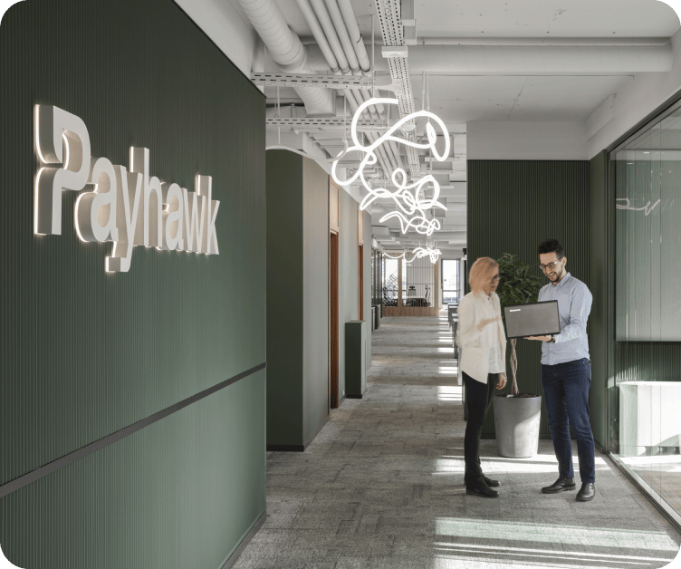 Payhawk team members in the Payhawk office
