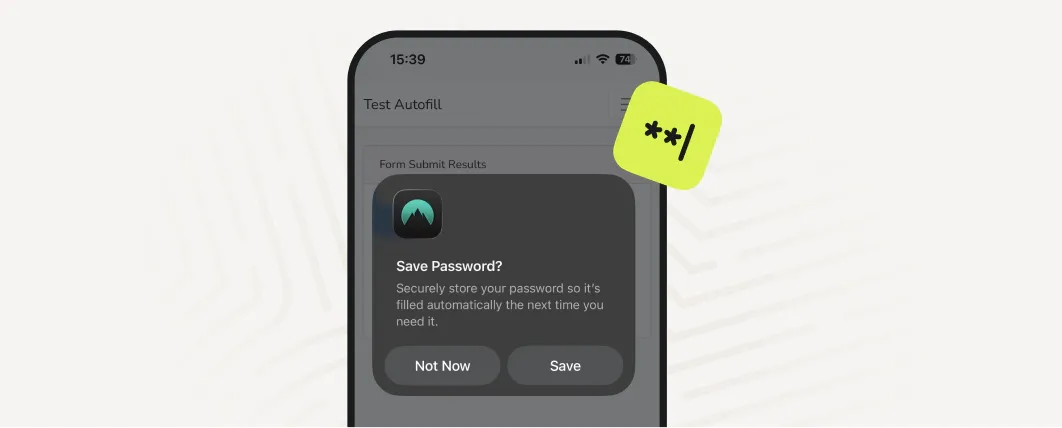 iOS password autofill prompt with save and dismiss options