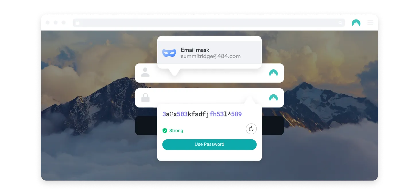 email massking input field Nordpass dashboard view