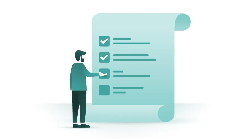 animated man checking on the list cybersecurity