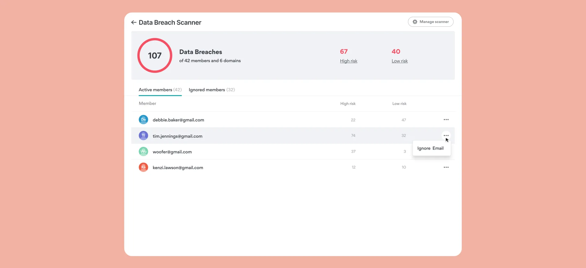 data breach scanner panel