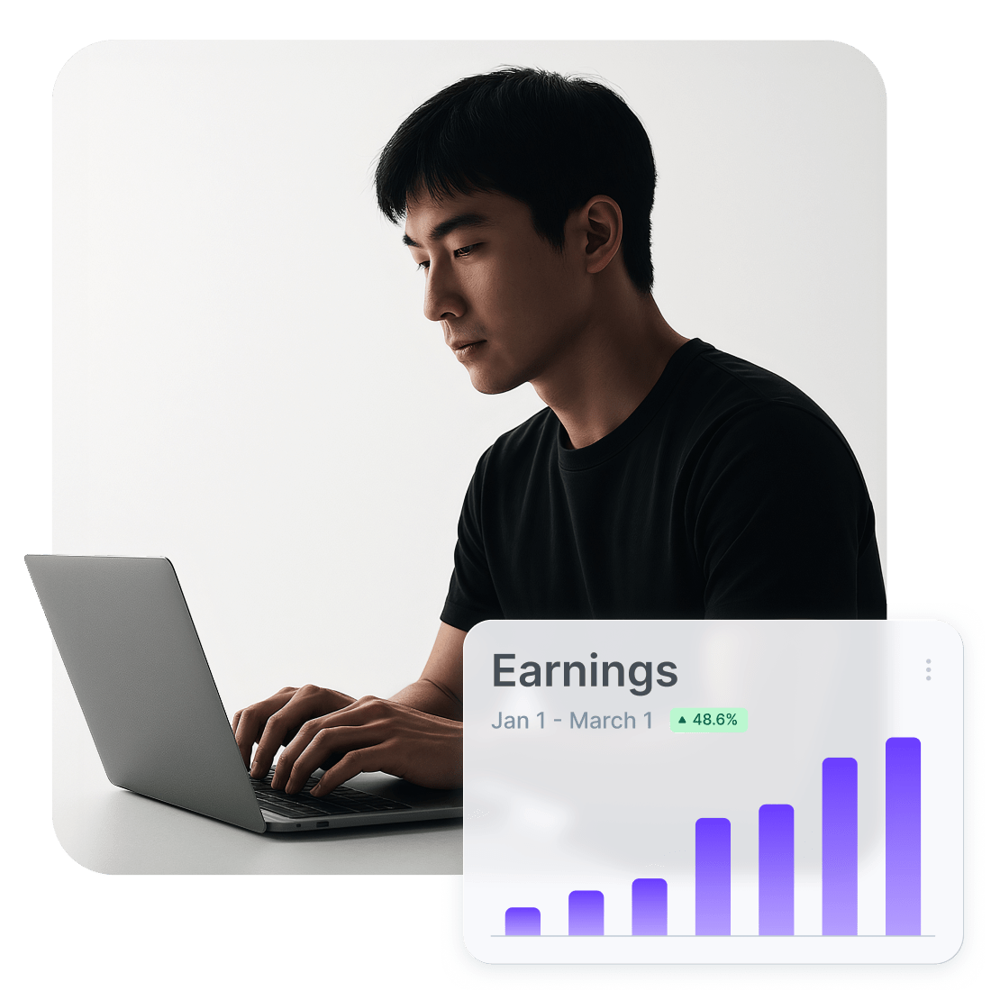 man laptop earnings graph