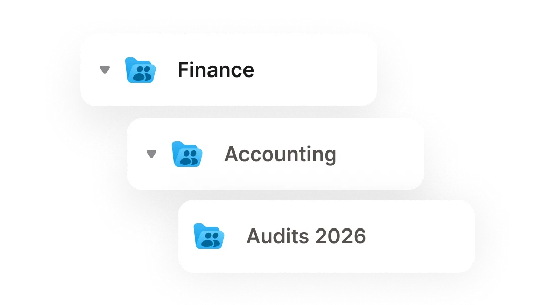 Nested folder structure: Finance, Accounting, and Audits 2026