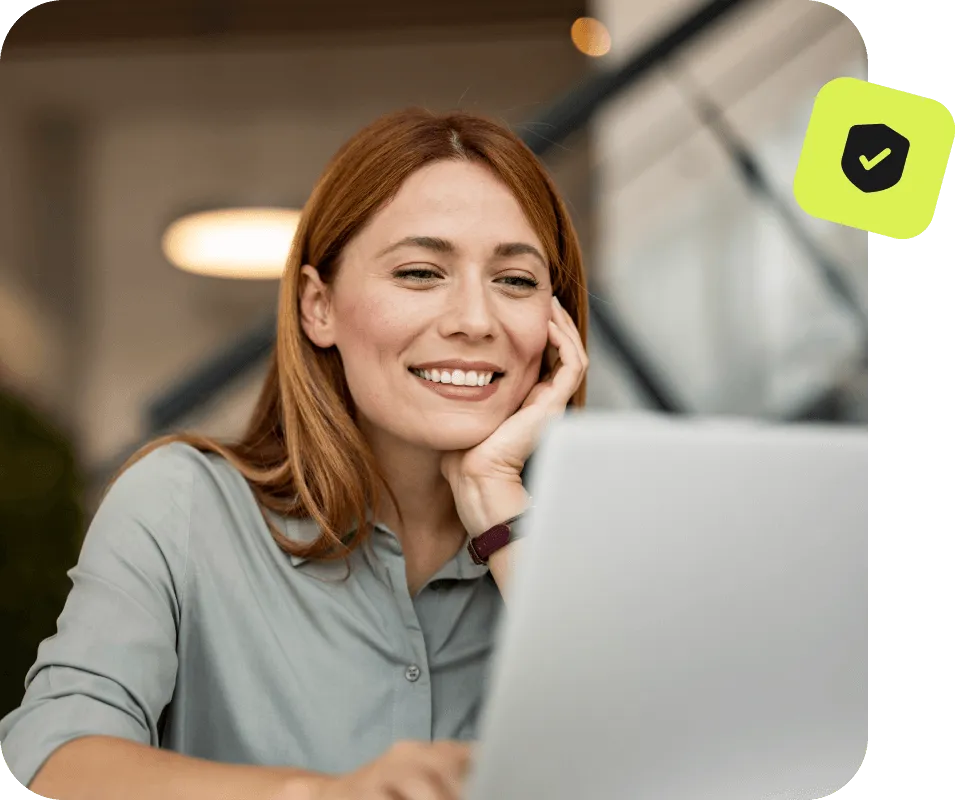 businesswoman working securely on laptop
