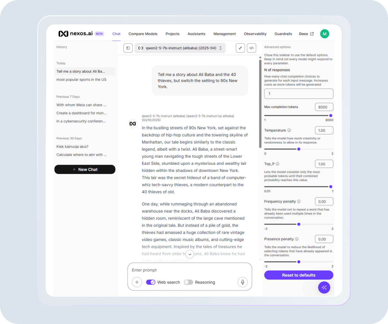 nexos.ai Projects interface Project Blue Book