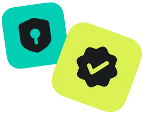 key inside shield icon and checkmark icon