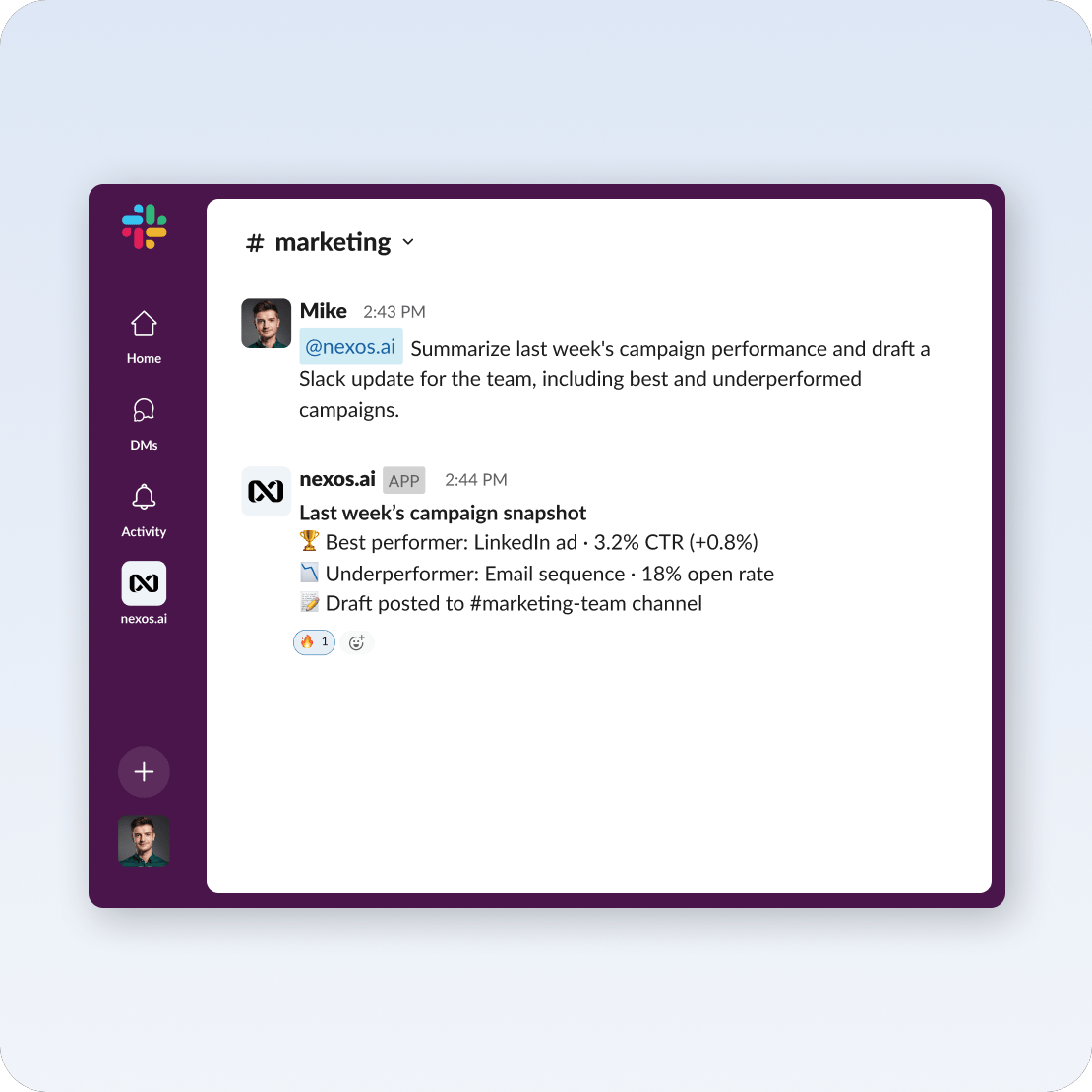 Marketing team Slack assistant outcome