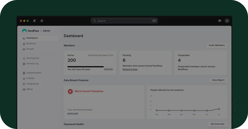 Dashboard analytics interface with video play button overlay