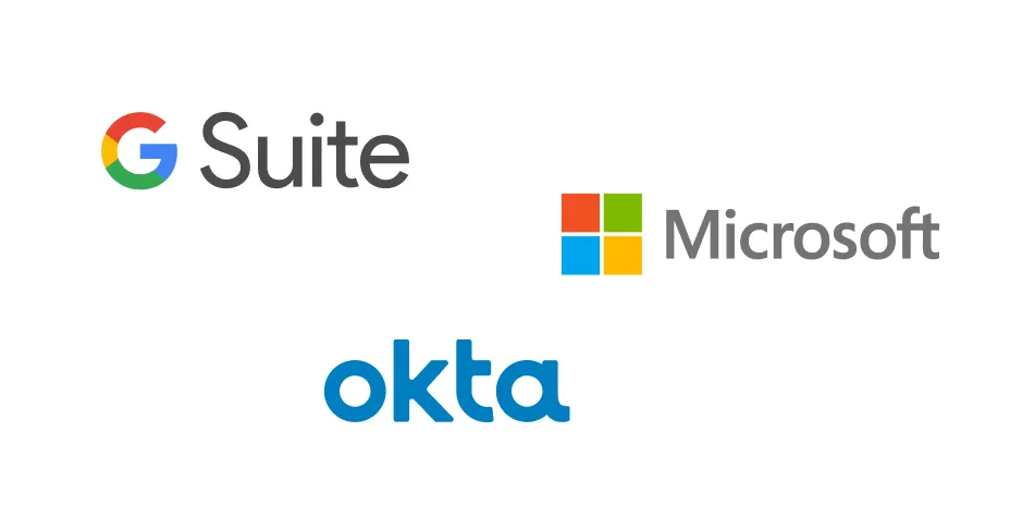 GSuite, Microsoft, okta logos