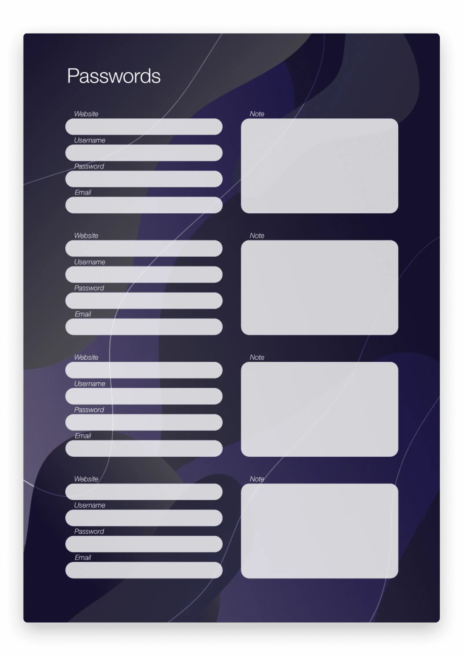 password keeper template