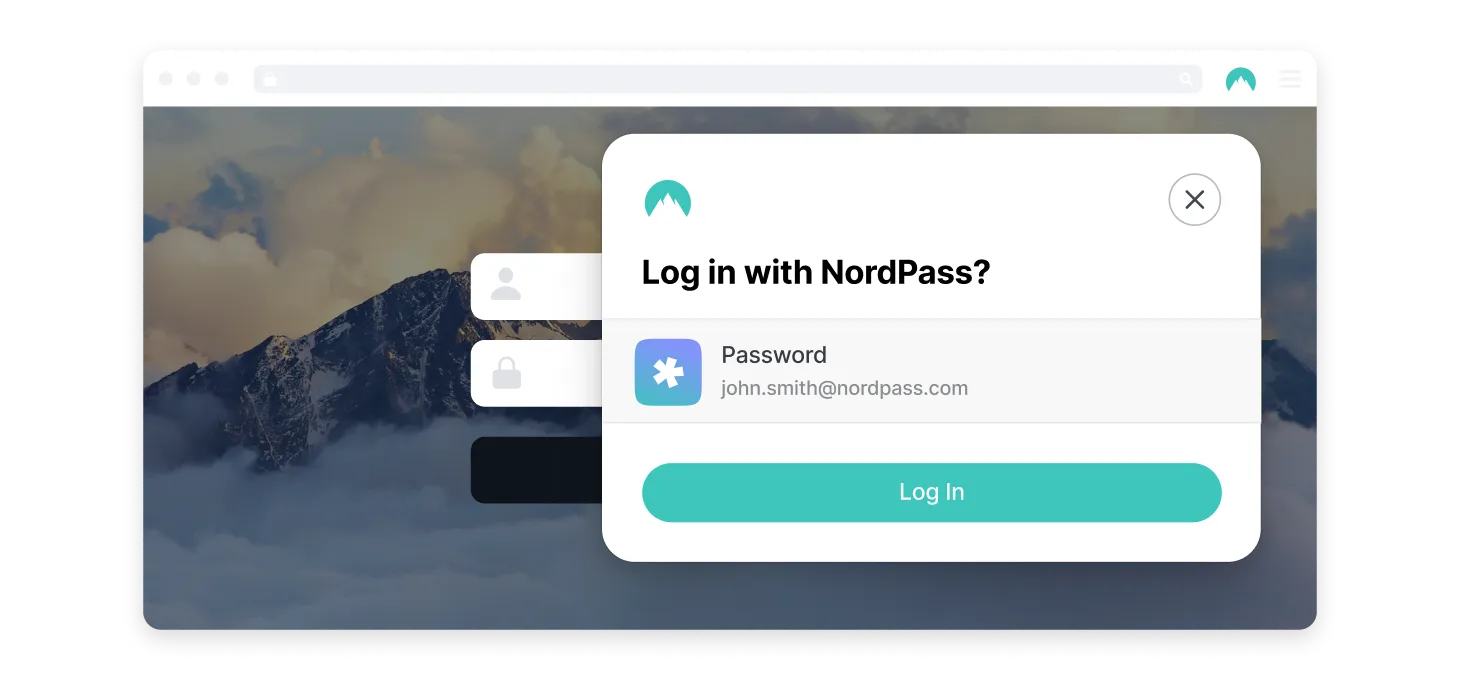 how to login with nordpass pop up screen