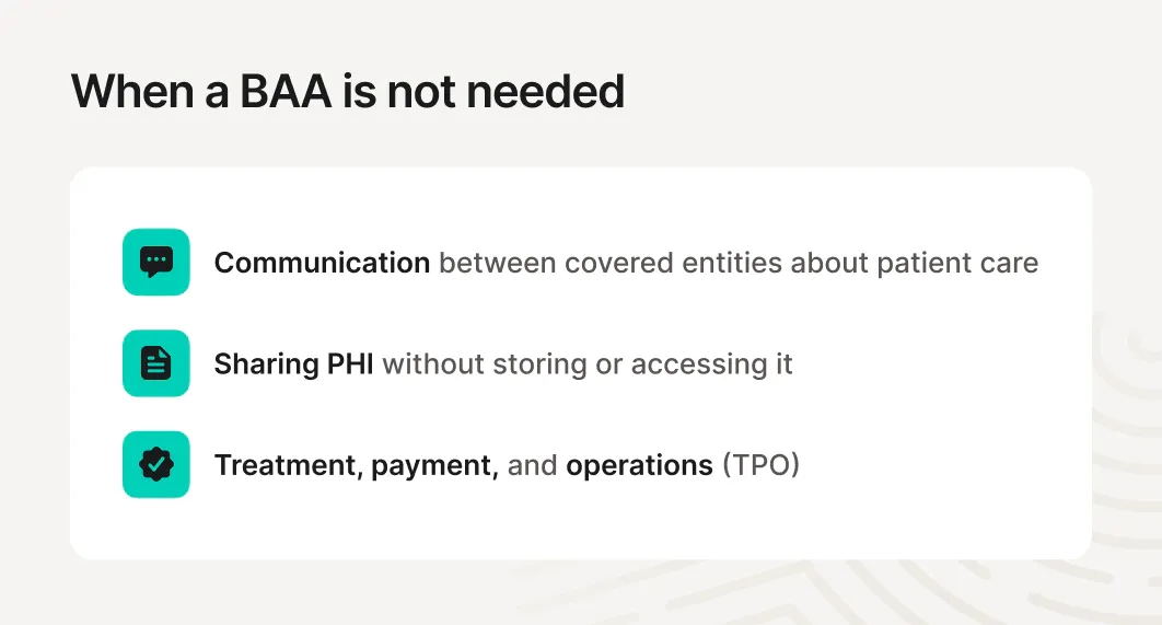 Three scenarios when HIPAA Business Associate Agreements are not required