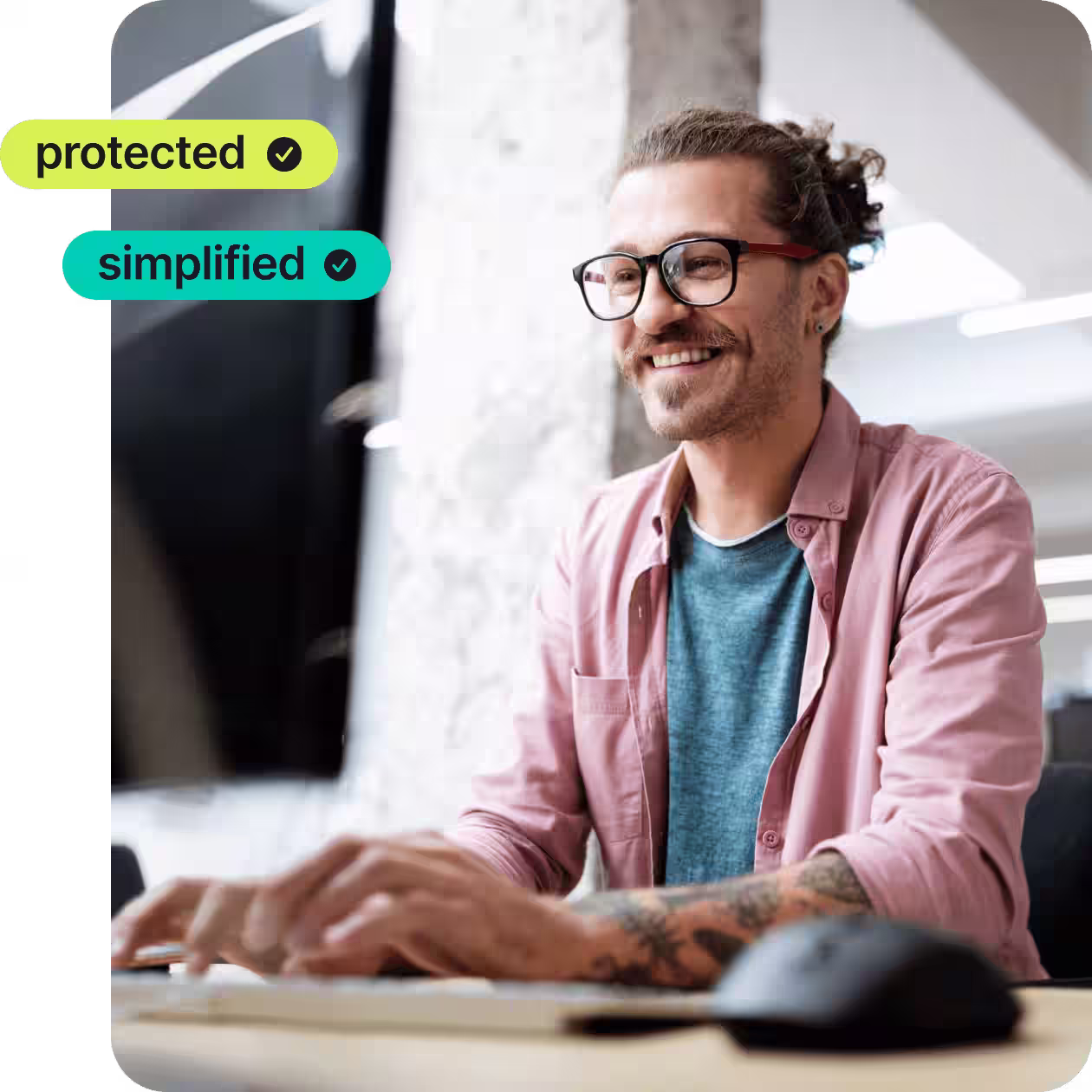 man working on computer