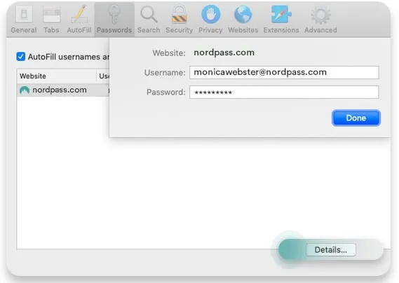 save password Safari