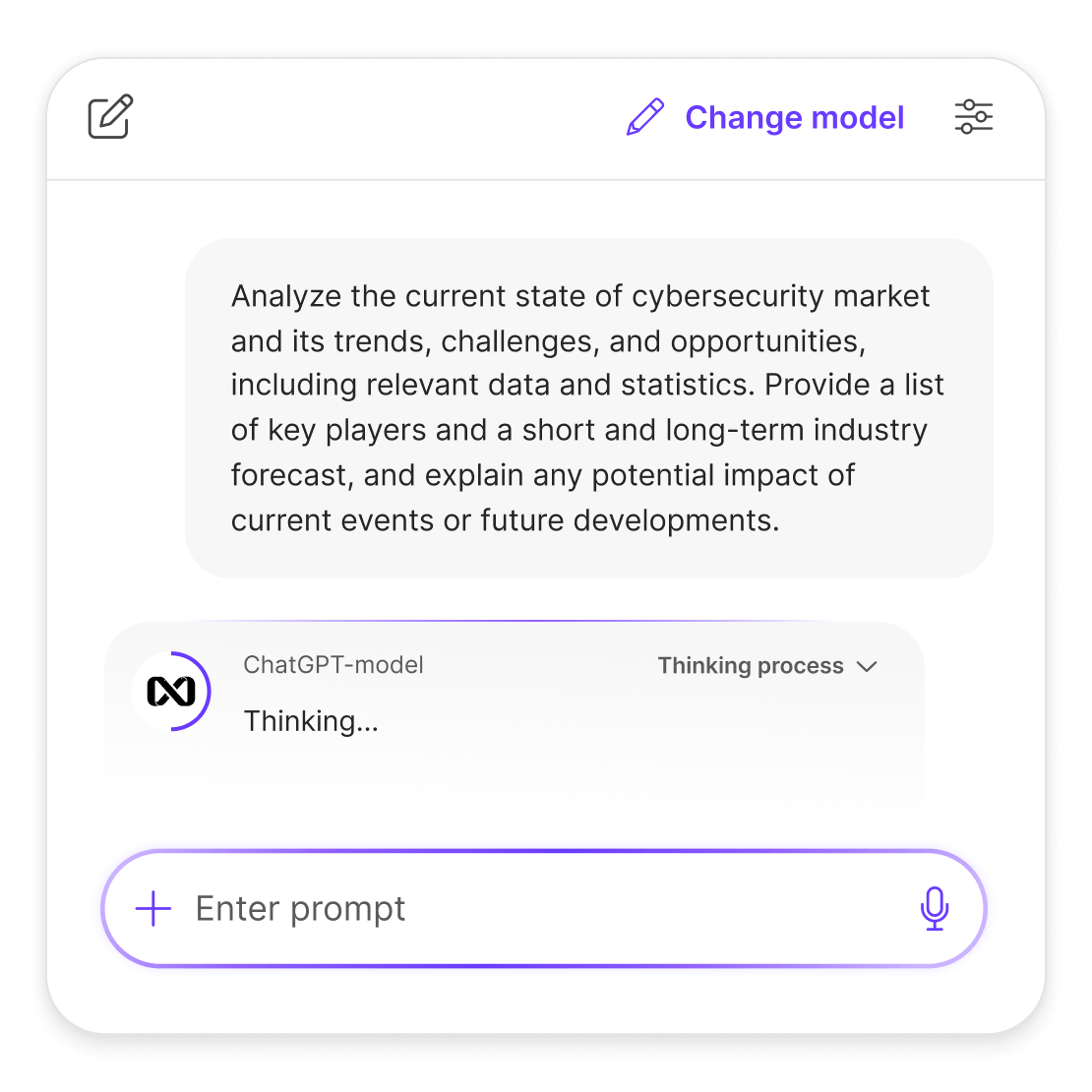 AI Chat interface and Thinking Process