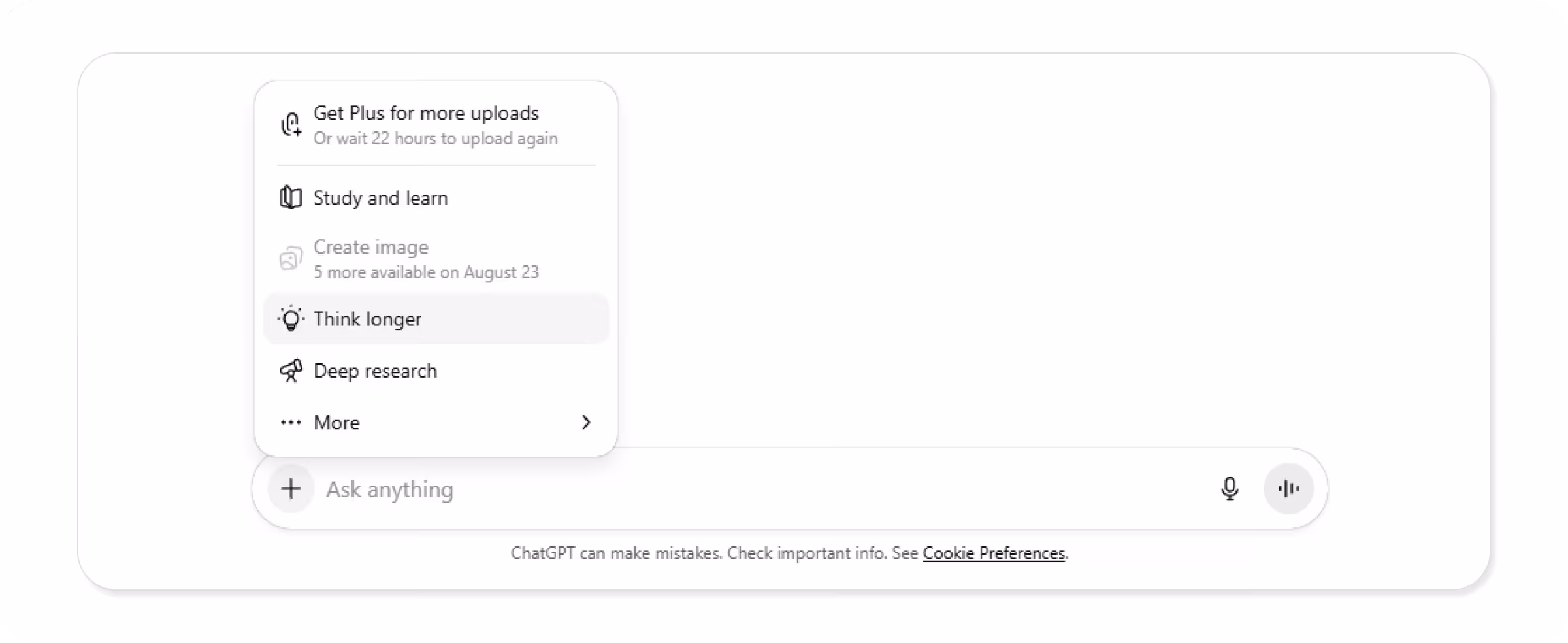 ChatGPT Free version image generation and file upload limits