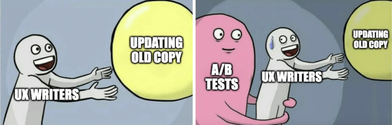 meme of ux writers and a/b tests
