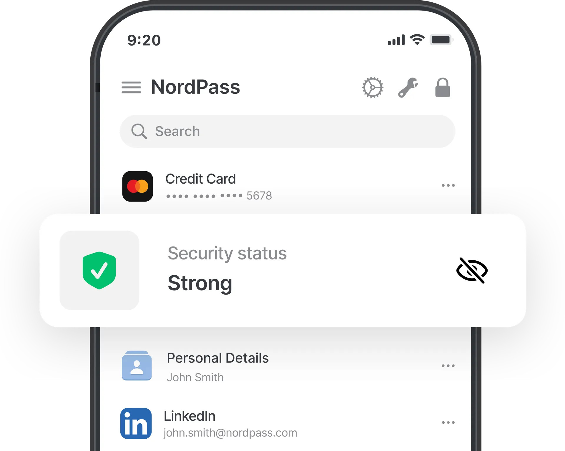 nordpass mobile app visual for encrypted items