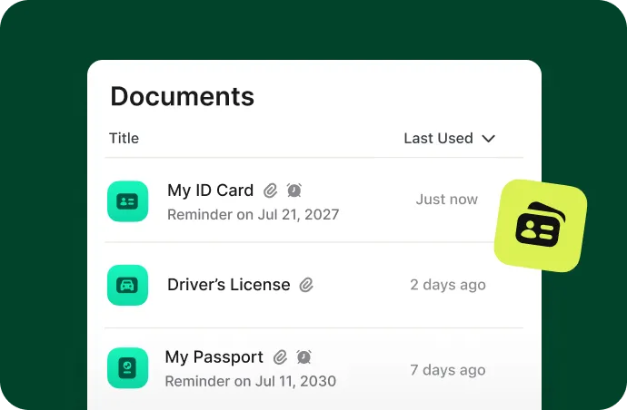 NordPass centralized document storage showing personal identification items in one secure location
