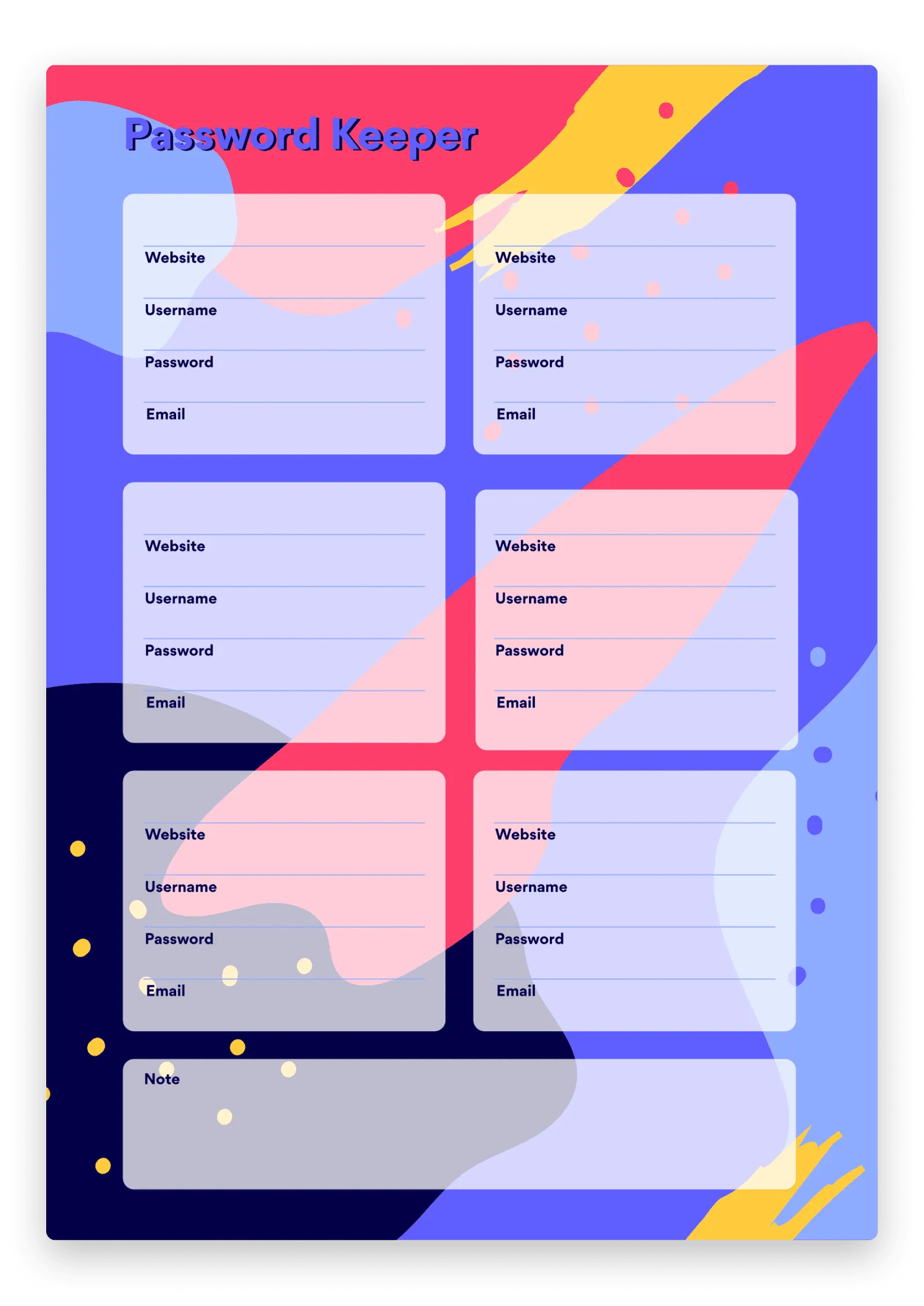 password keeper template