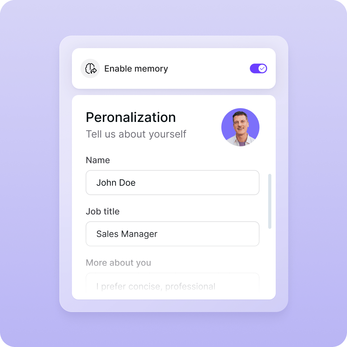 enable memory personalization