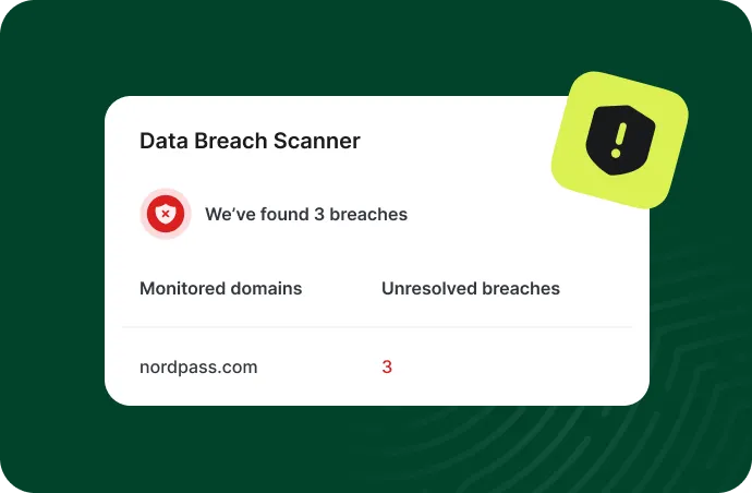 Data breach scanner dashboard view from admin panel