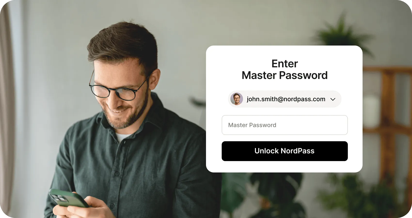 user entering master password