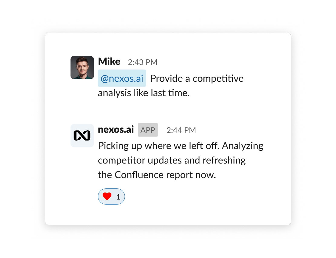 Slack chat showing memory