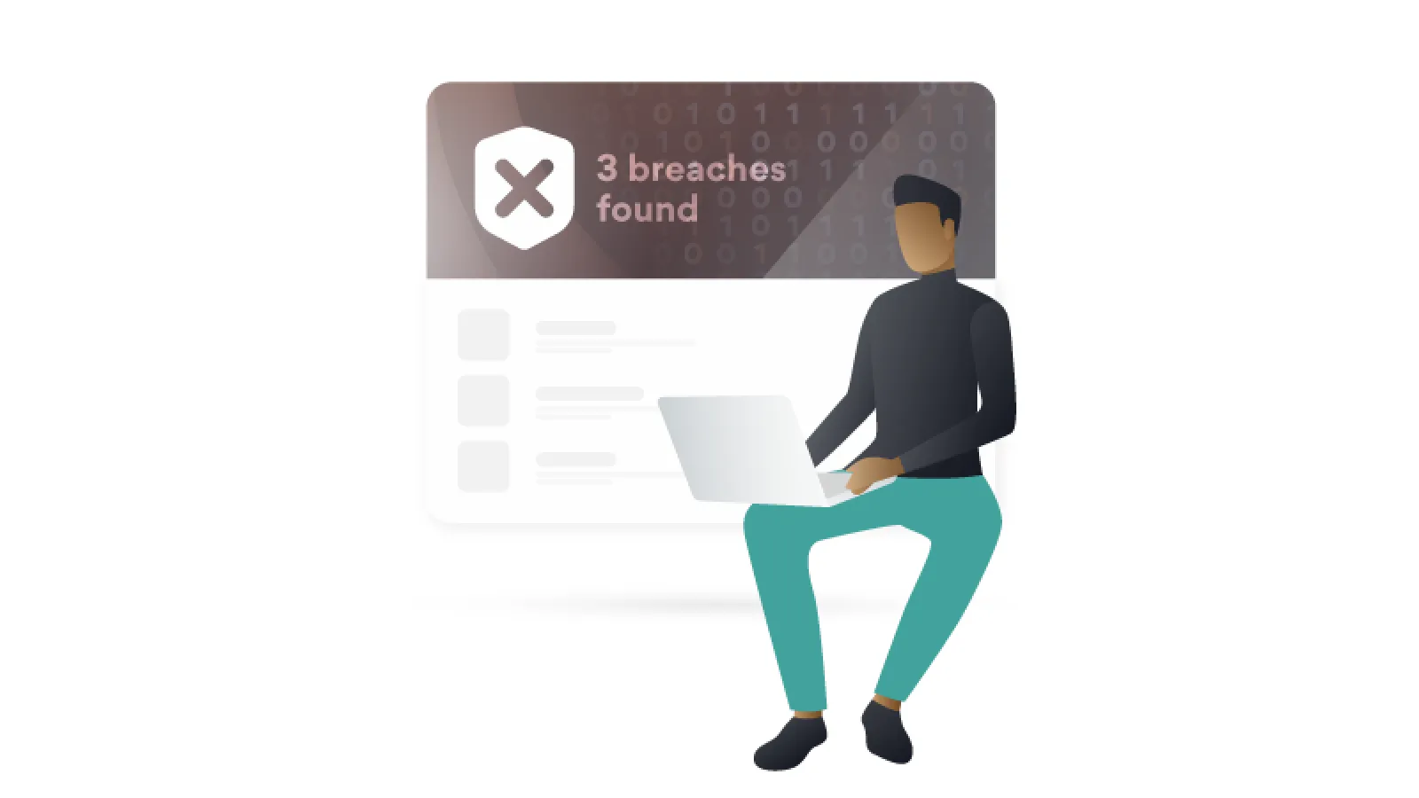 animated man getting a data breach report