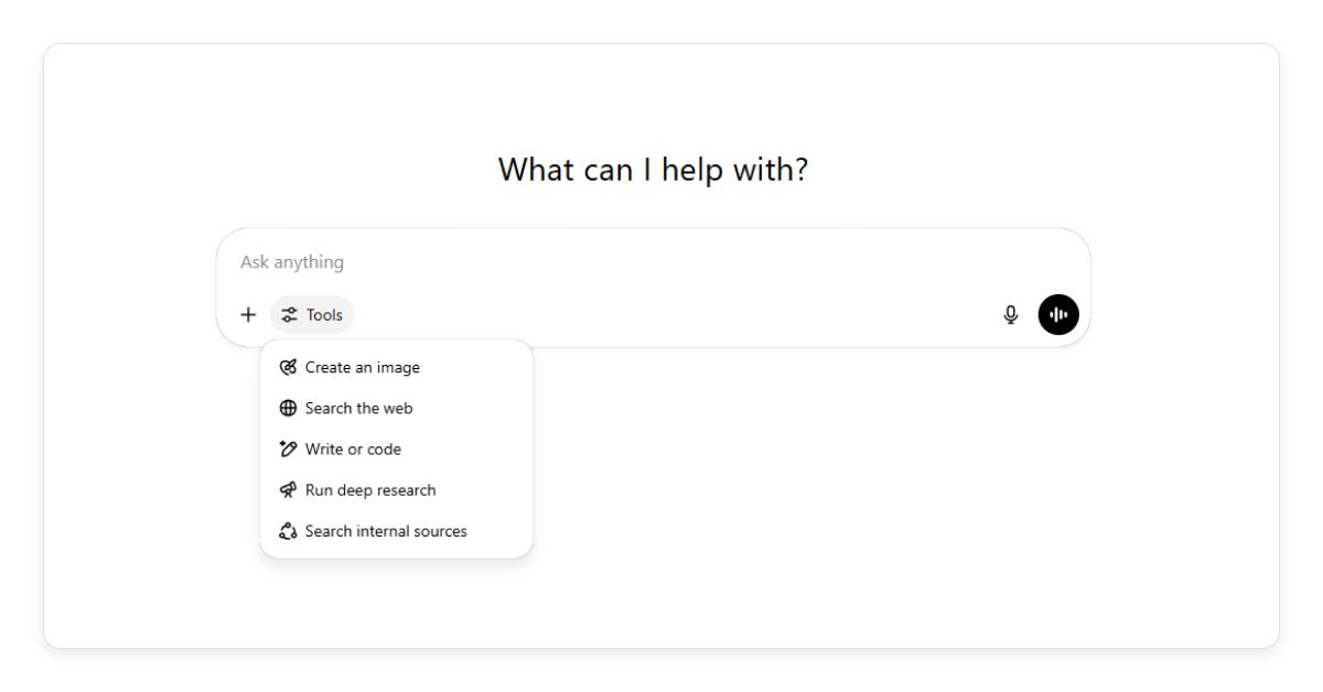 ChatGPT tools drop-down menu