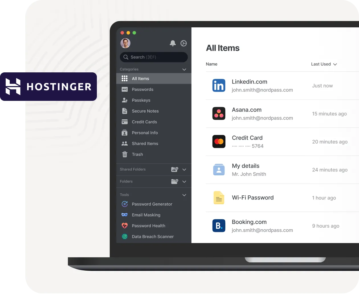 laptop with Nordapass app