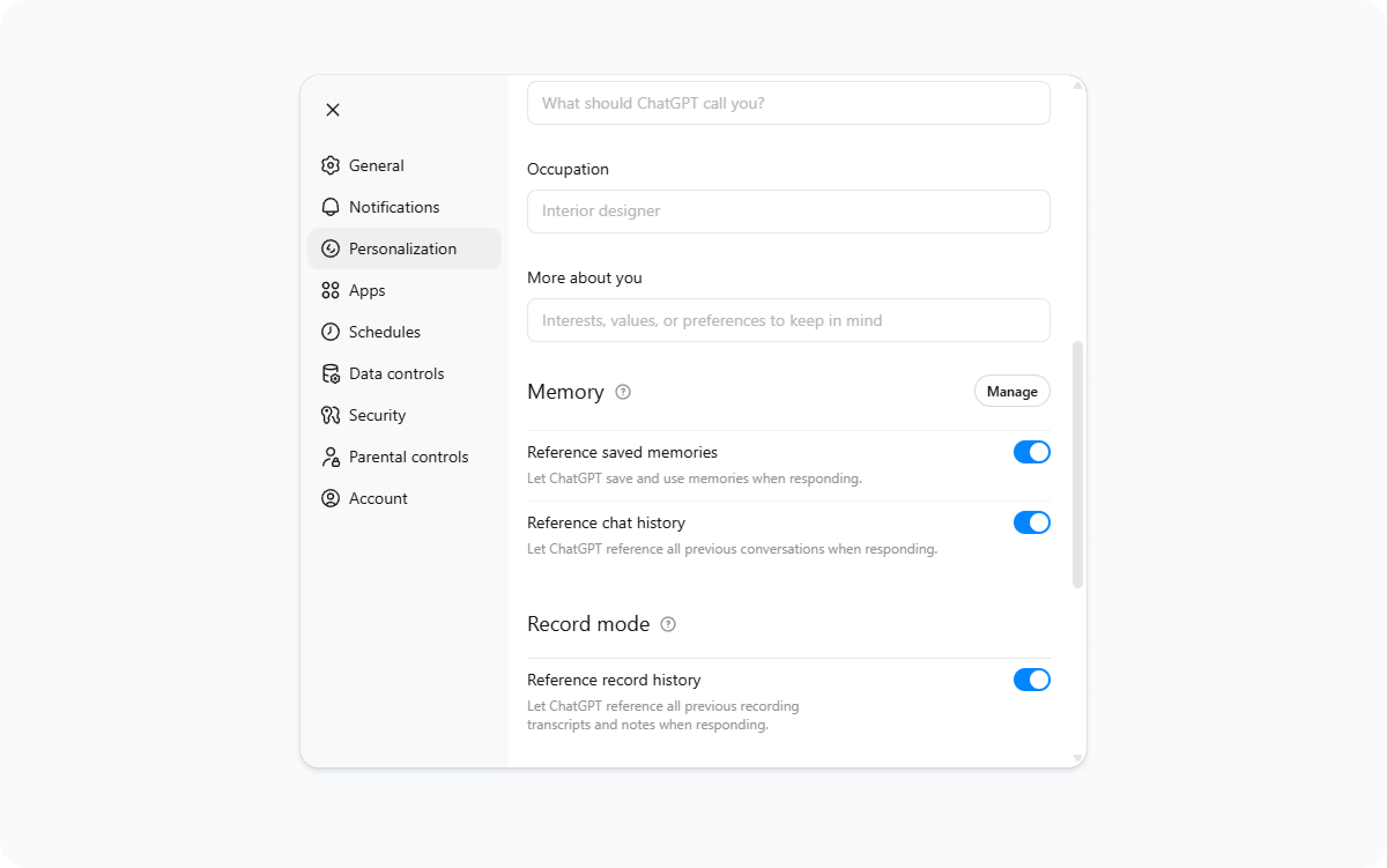 ChatGPT Plus Record mode can reference the record history