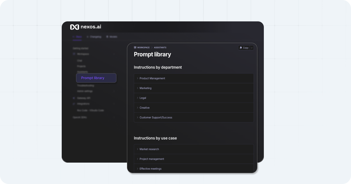 nexos.ai Prompt library in Documentation.