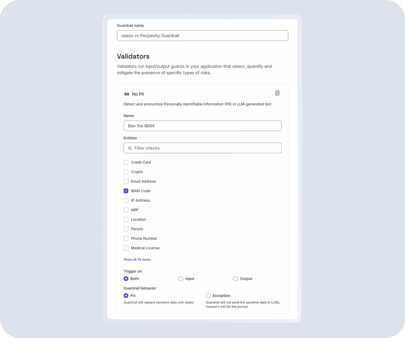 nexos.ai Guardrails Validators No PII